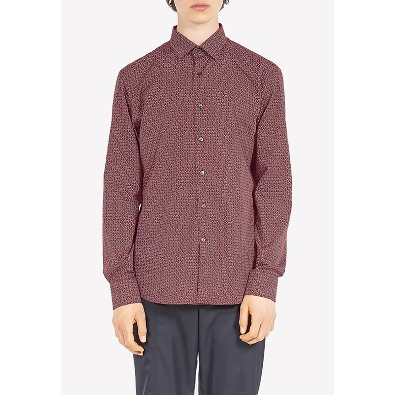 Gancio Print Long-Sleeved Shirt Multicolor mrtwstd_XS