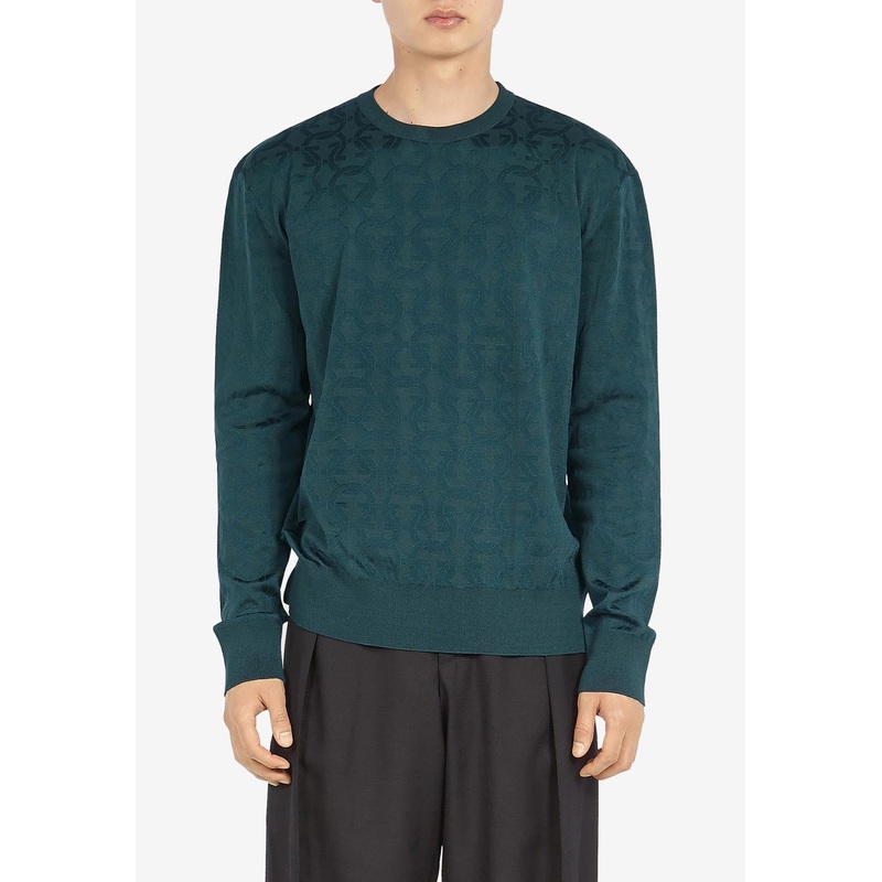 Jacquard Gancini Crewneck Sweater Blue mrtwstd_XS