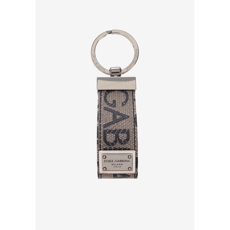 Logo Jacquard Keyring Beige Onesize