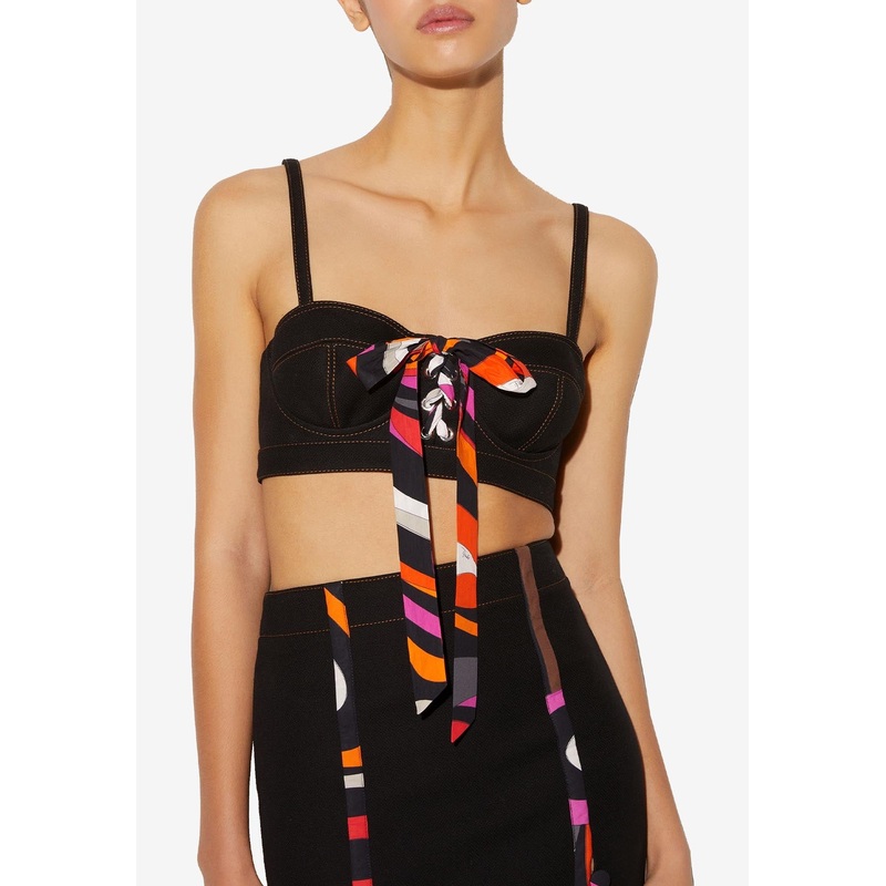 Marmo-Print Bustier Sleeveless Top Black wrtwit_IT 40
