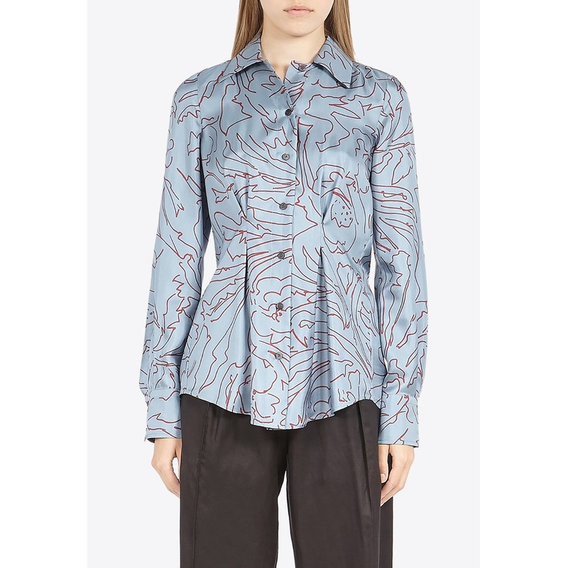 Printed Silk Shirt Blue wrtwit_IT 40