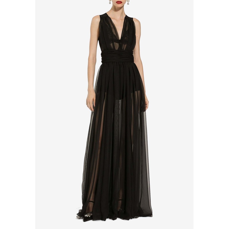 V-neck Sleeveless Maxi Dress Black wrtwit_IT 42