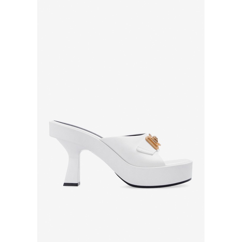 100 Medusa Platform Mules in Calf Leather White wshoeseu_EU 41