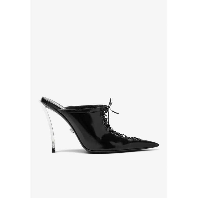 110 Pin-Point Leather Mules Black wshoeseu_EU 36