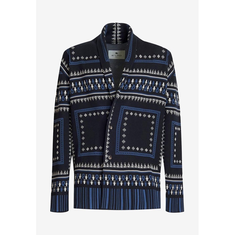 Bandana Jacquard Cardigan Blue mrtwstd_S