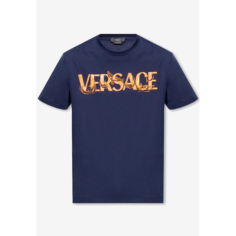 Barocco Embroidered Logo T-shirt Navy mrtwstd_XS