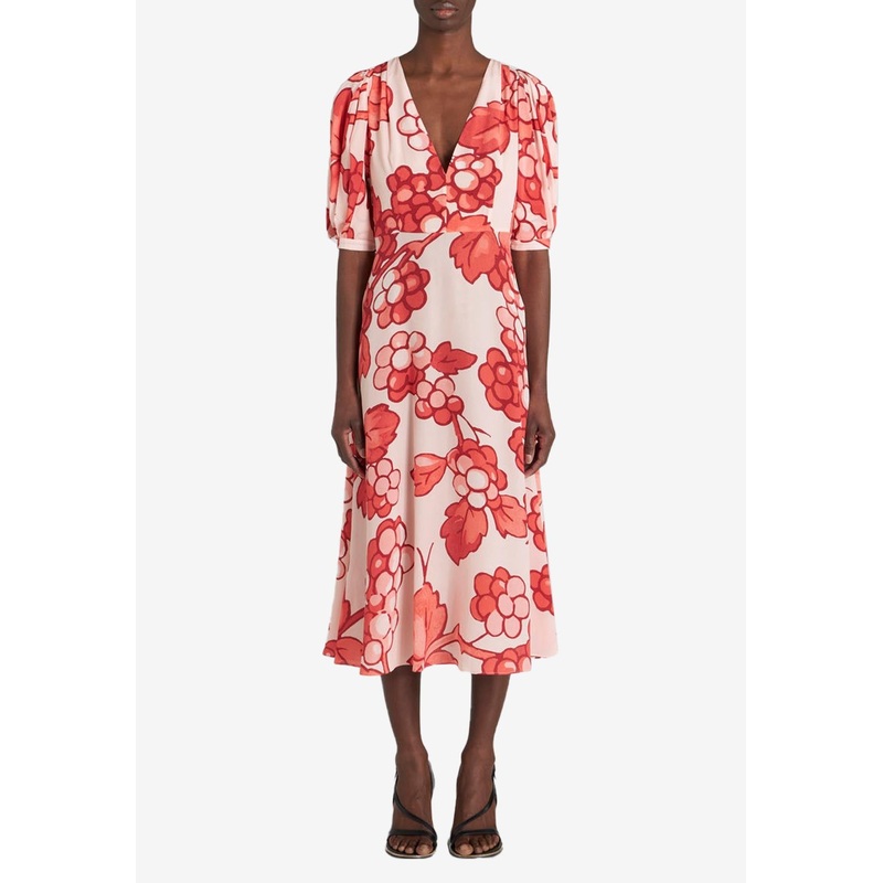 Berry Print Midi Dress in Silk Multicolor wrtwit_IT 42