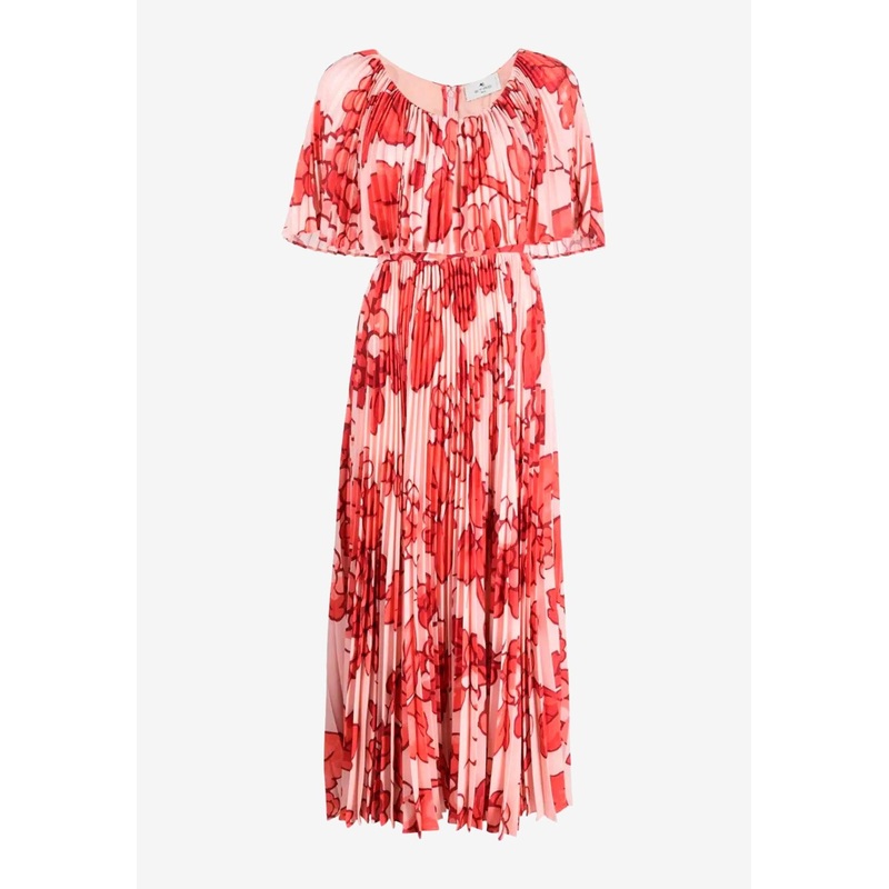 Berry Print Pleated Midi Dress Multicolor wrtwit_IT 42