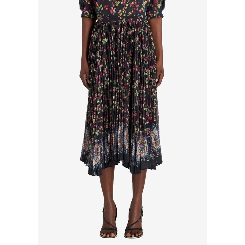 Berry Print Pleated Midi Skirt Multicolor wrtwit_IT 42