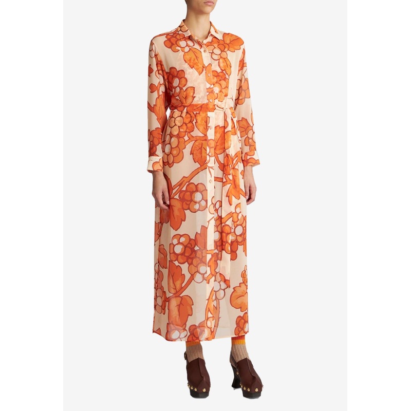 Berry Print Shirt Dress Orange wrtwstd_M