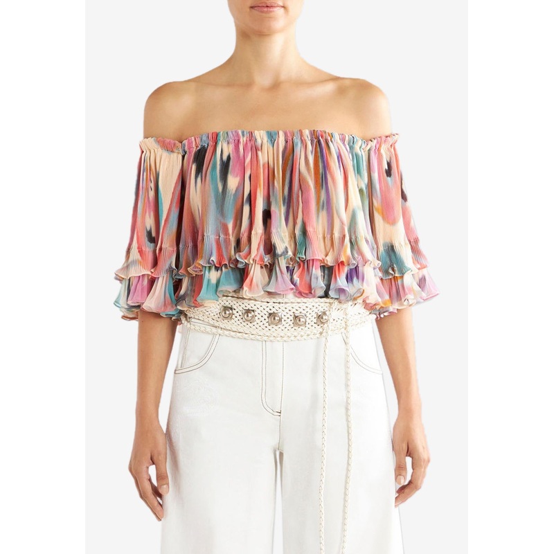 Butterfly Wing Off-Shoulder Top Multicolor wrtwit_IT 38
