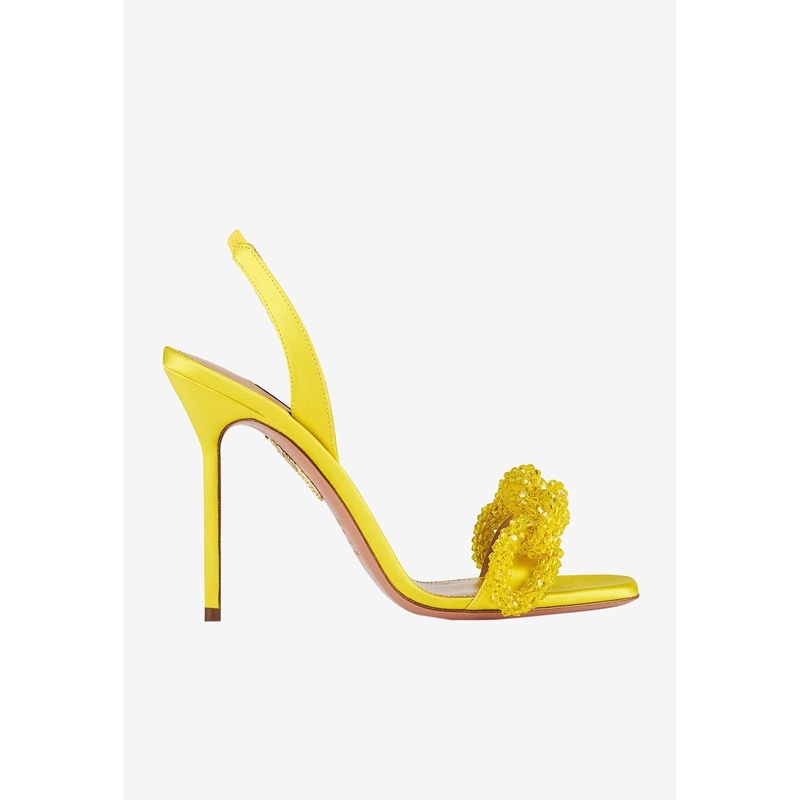 Chain of Love 105 Slingback Sandals in Satin Yellow wshoeseu_EU 35