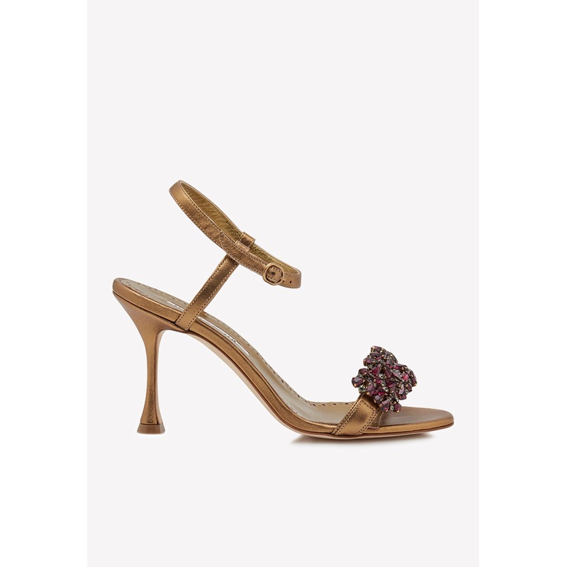 Finah 90 Crystal Sandals in Nappa Leather Bronze wshoeseu_EU 35