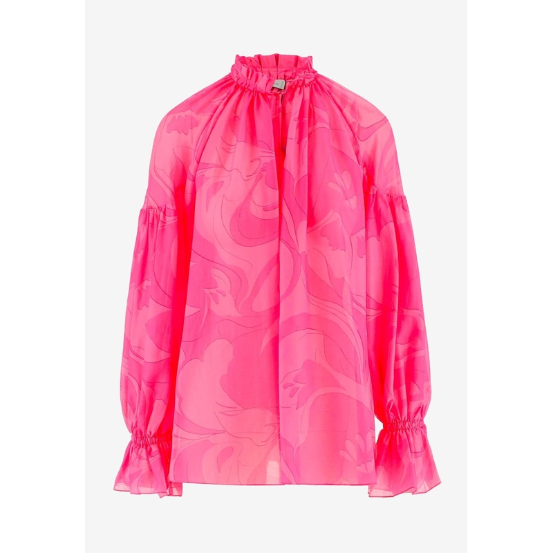 Long-Sleeved Floral Wave Blouse Pink wrtwit_IT 40