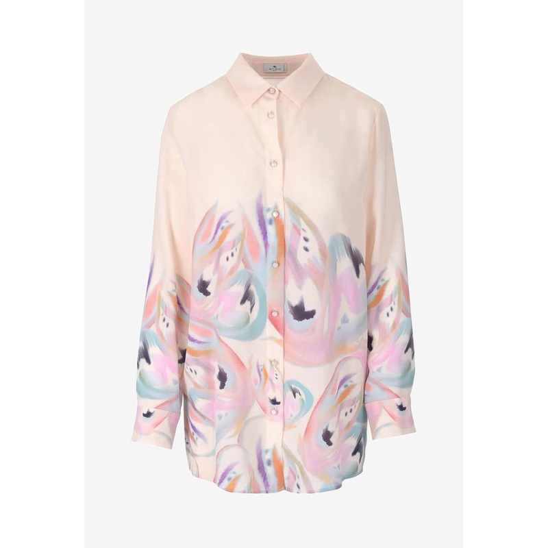 Long-Sleeved Silk Shirt Multicolor wrtwit_IT 46