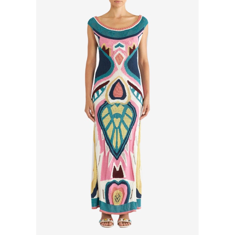 Lucky Clover Crochet Maxi Dress Multicolor wrtwit_IT 40
