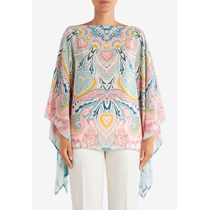 Lucky Clover Silk Poncho Multicolor wrtwonesize_Onesize