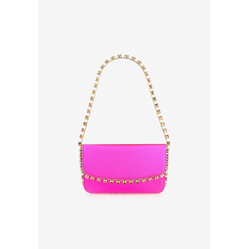 Mini Galactic Crystal Shoulder Bag in Satin Pink Onesize