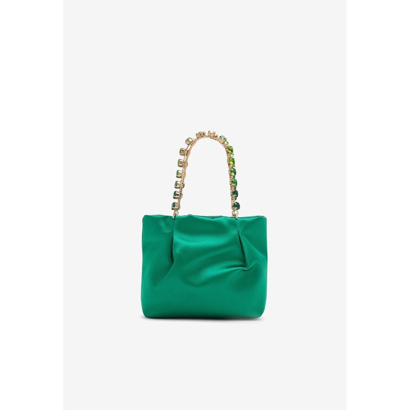 Mini Galactic Crystal Tote Bag in Satin Green Onesize