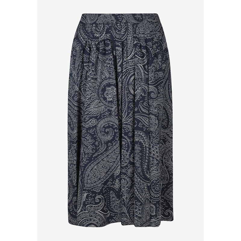 Paisley Pleated Midi Skirt Navy wrtwit_IT 40