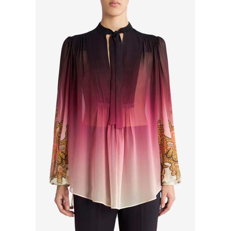 Printed Silk Georgette Shirt Multicolor wrtwit_IT 40
