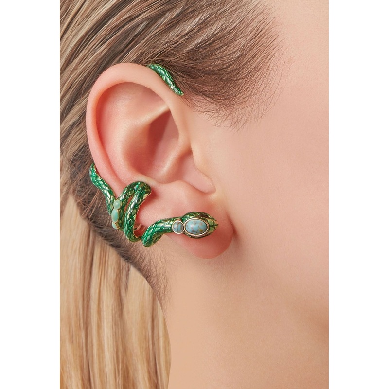 Serpente Ear Cuff Earrings Green Onesize
