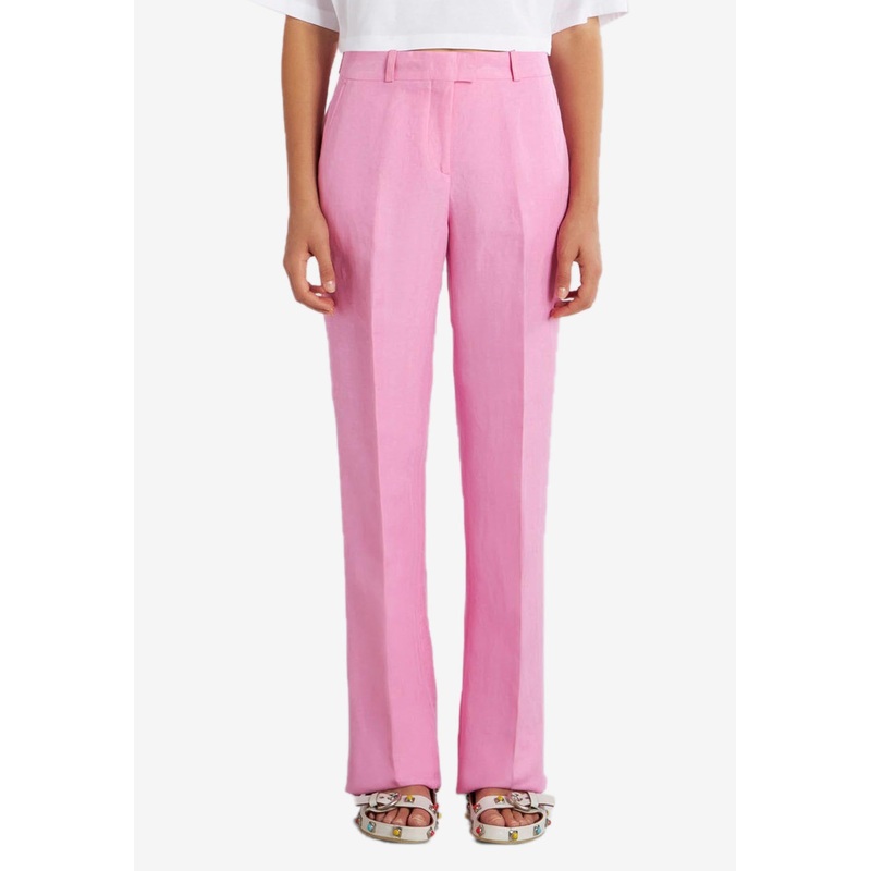 Tailored Linen and Silk Pants Pink wrtwit_IT 38