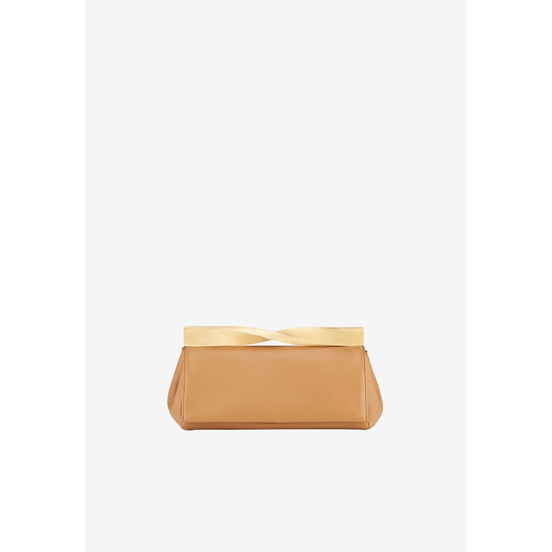 Twist Clutch in Nappa Leather Brown Onesize