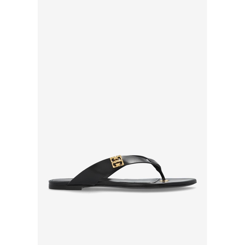 4G Logo Leather Thong Sandals Black wshoeseu_EU 36