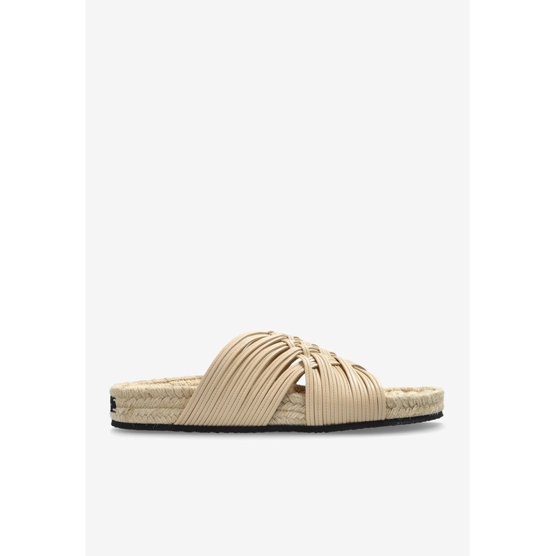 Crisscross Woven Flat Sandals Beige wshoeseu_EU 36