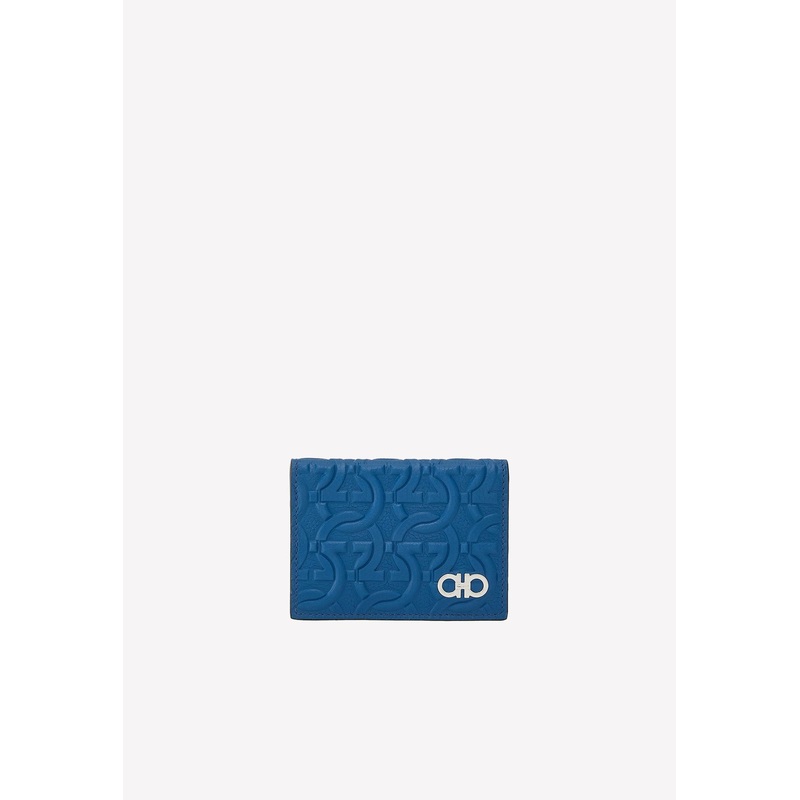 Embossed Gancini Monogram Wallet Blue Onesize