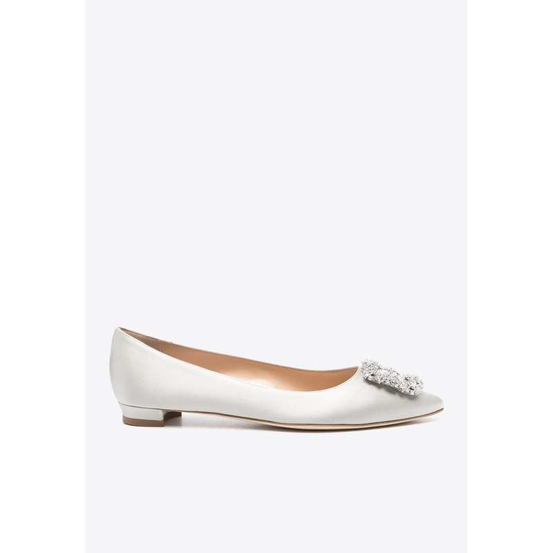 Hangisiflat Crystal Buckle Satin Ballet Flats Gray wshoeseu_EU 38.5