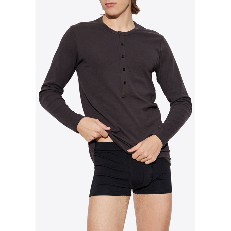 Henley Long-Sleeved T-shirt Brown mrtwstd_XS