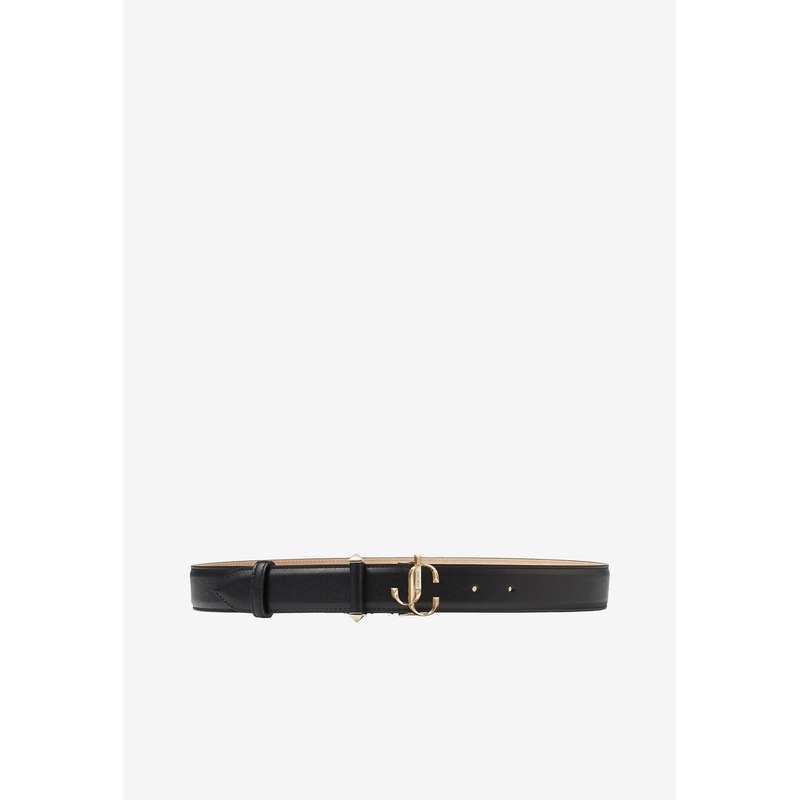 JC-Bar Soft Shiny Calf Leather Belt Black 85