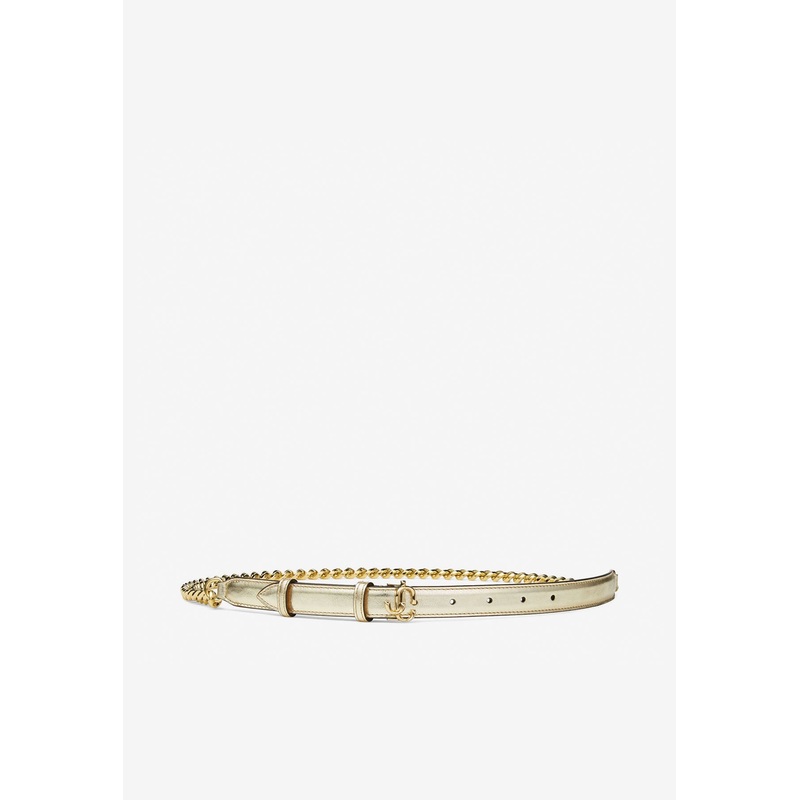 JC-Chain Metallic Vintage Leather Belt Gold M