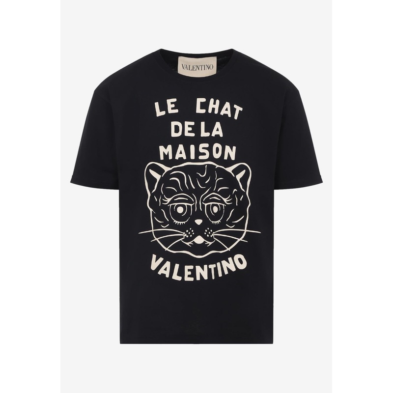 Le Chat De La Maison Print T-shirt Black mrtwstd_S