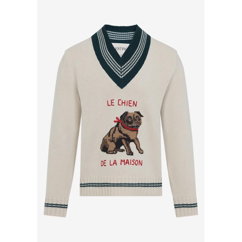 Le Chien de la Maison Jacquard Wool Sweater Light Beige mrtwstd_M