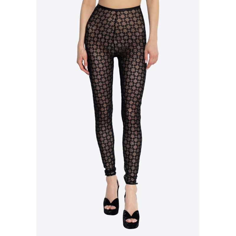 Monogram Stretch Leggings Black wrtwstd_XS