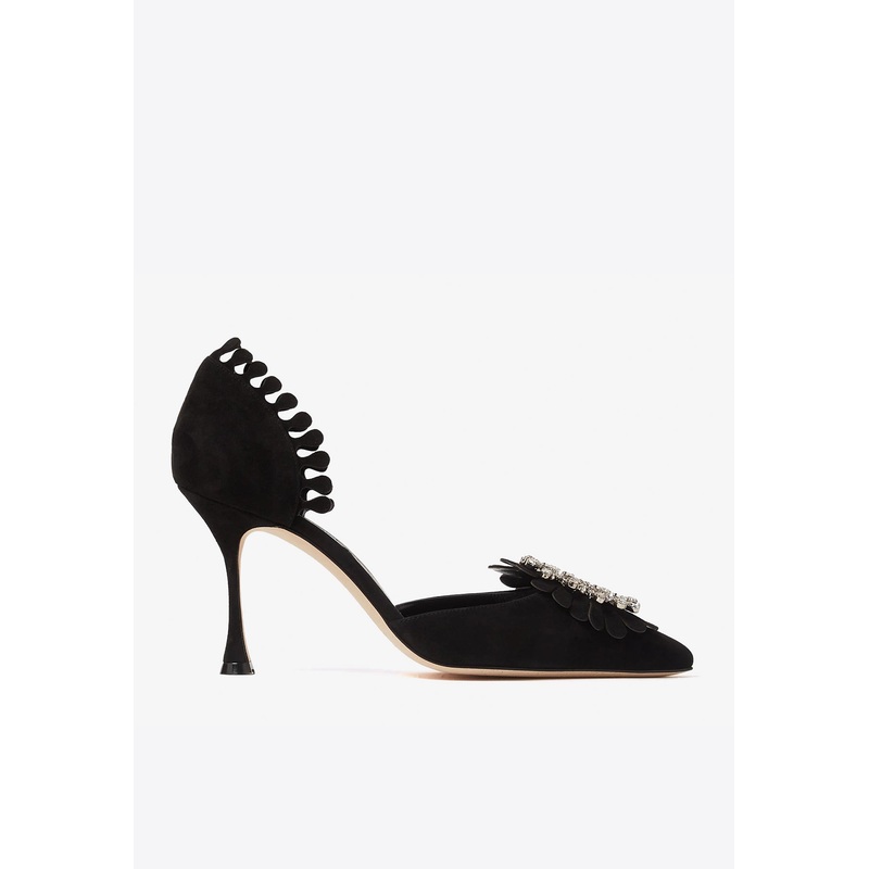 Shog 90 Crystal Buckle Suede Pumps Black wshoeseu_EU 36