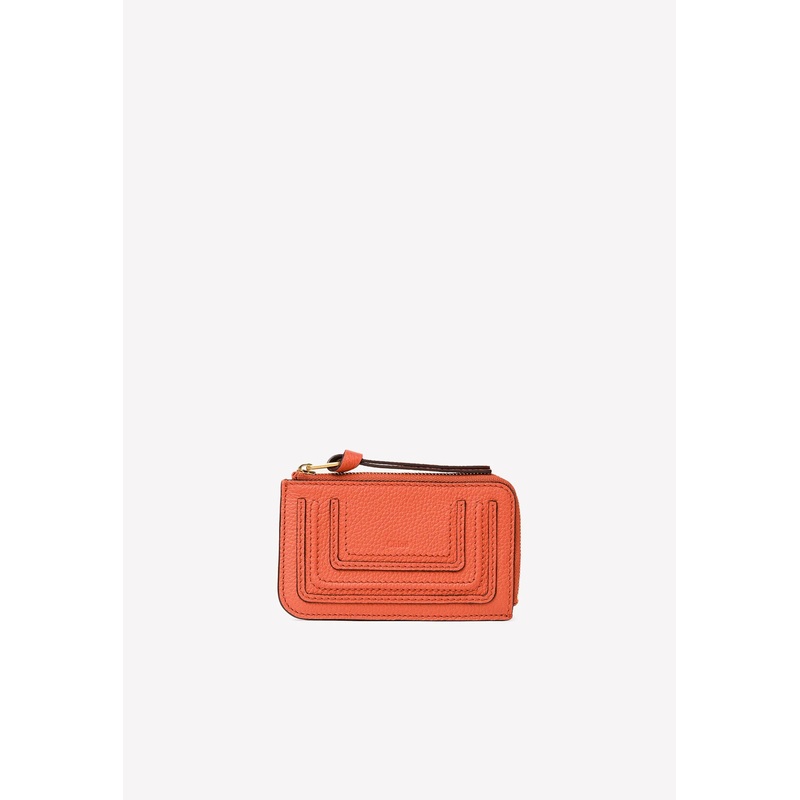 Small Marcie Coin Purse in Grained Leather Orange Onesize
