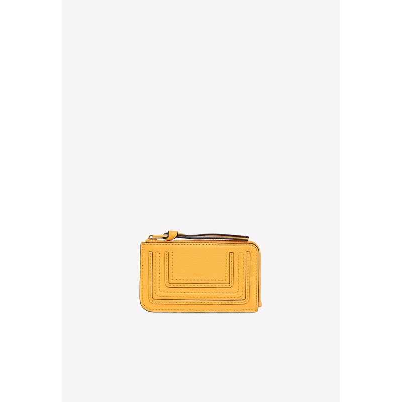 Small Marcie Zip Cardholder in Grained Leather Mustard Onesize