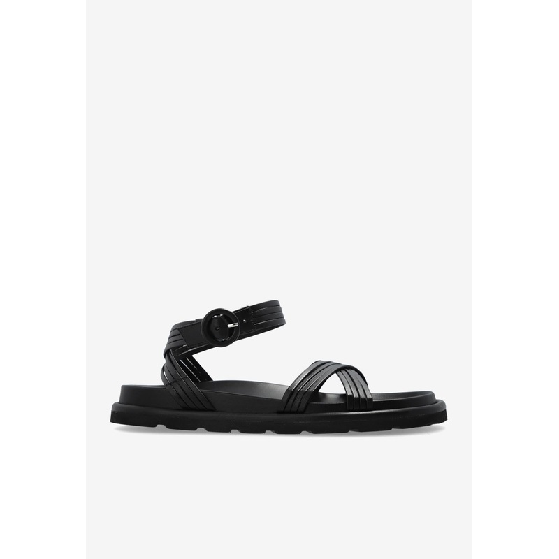 Strapped Nappa Leather Sandals Black wshoeseu_EU 36