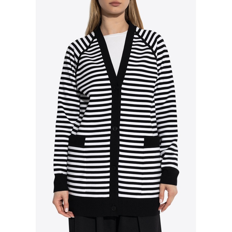 Striped Button-Up Cardigan Monochrome wrtwstd_XS