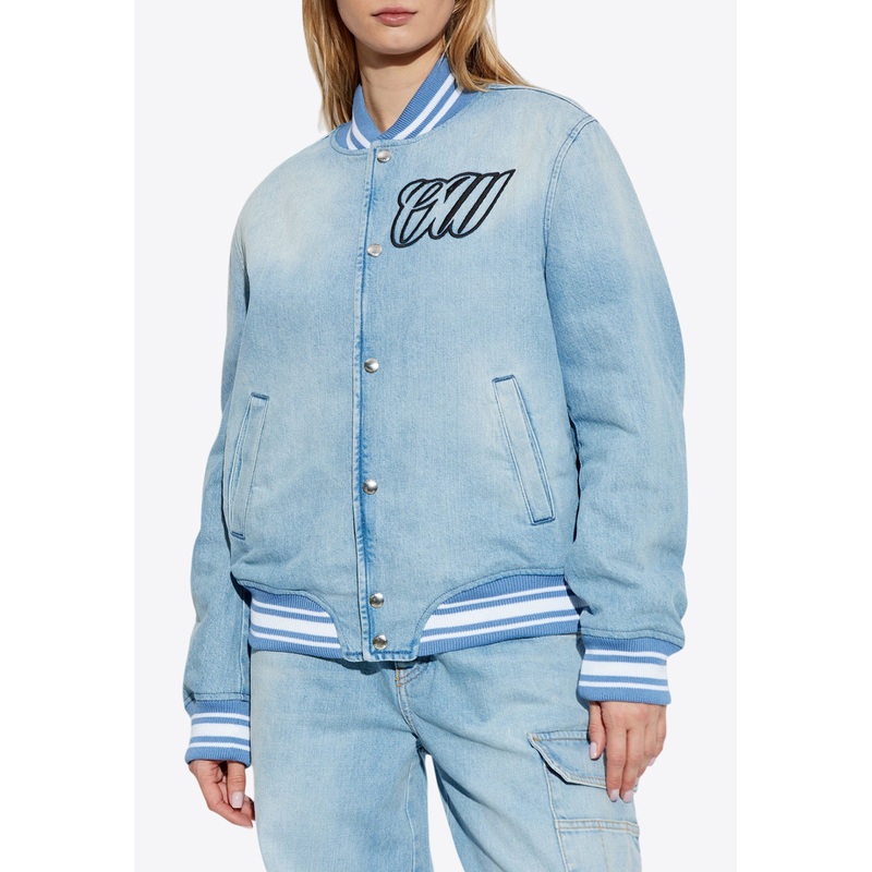 Virgil Obloh Washed-Out Denim Bomber Jacket Blue wrtwit_IT 36