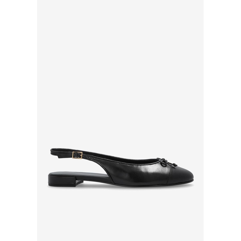 Cap-Toe Leather Slingback Flats Black wshoesus_US 6