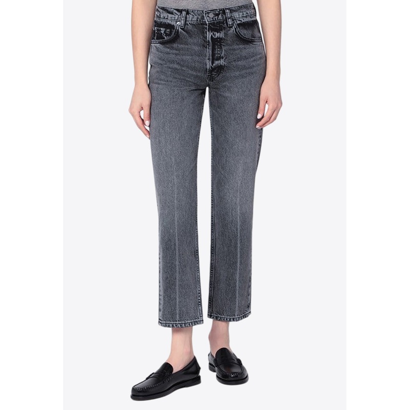 Kate Mid-Rise Straight-Leg Jeans Gray wrtwbottoms_25