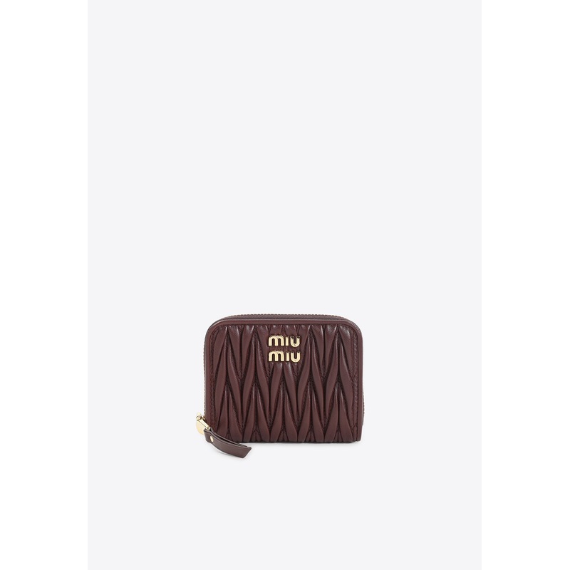 Logo Matelass Leather Zipped Wallet Bordeaux Onesize