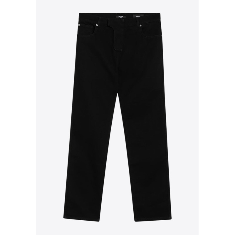 Logo Patch Straight-Leg Jeans Black mrtwbottoms_30