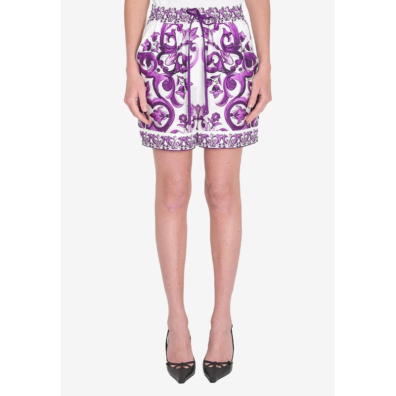 Majolica Print Mini Shorts Purple wrtwit_IT 40