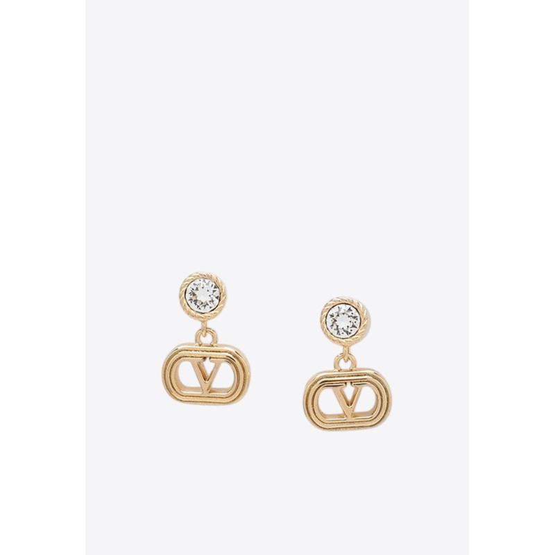 Ovalette Metal and Swarovski Crystal Earrings Gold Onesize